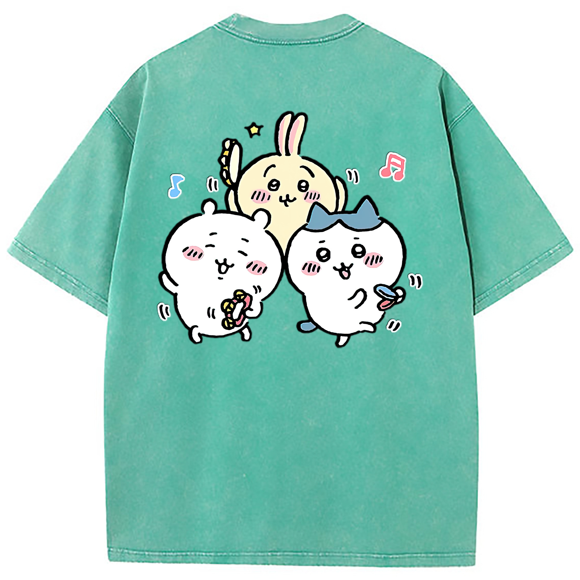 （画像用） ちいかわ ハチワレ Chii-kawa hachiware 綿100% ヴィンテージ風 半袖Tシャツ（背面プリント）